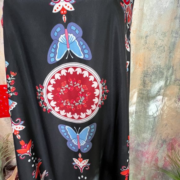 NWOT๐ Retro Design Cotton Mix Maxi A- Line Sleeveless Dress - Picture 3 of 15